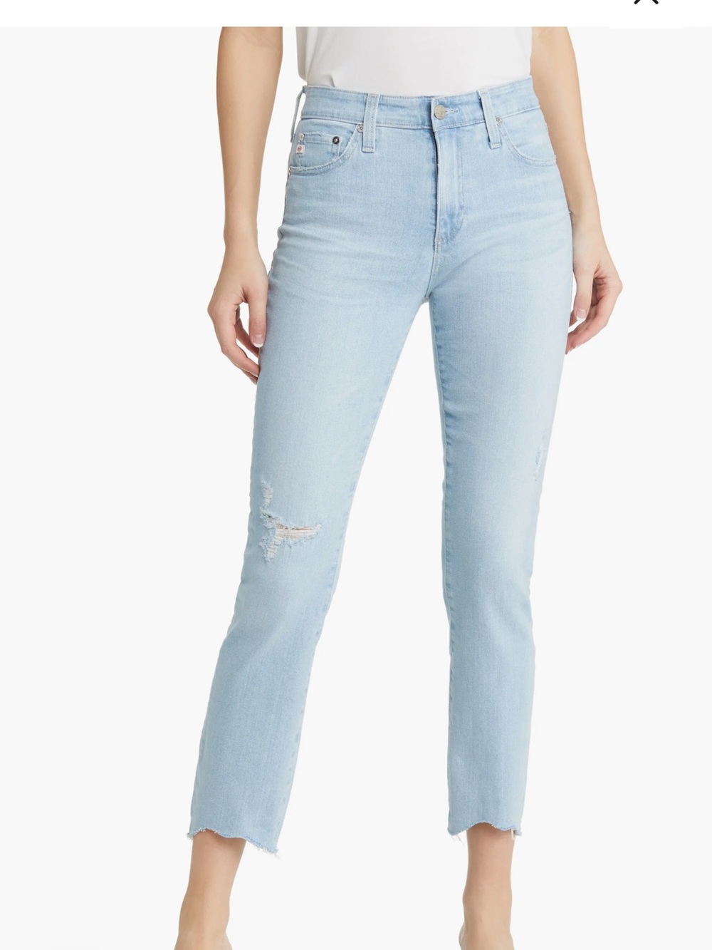 AG Mari Scallop Raw Hem Ankle Slim Jeans NWT